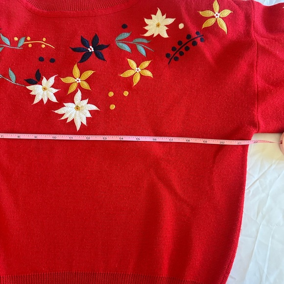 Obermeyer Vintage Floral Embroidered 80’s Wool Blend Turtleneck Ski Sweater Med - Picture 10 of 14